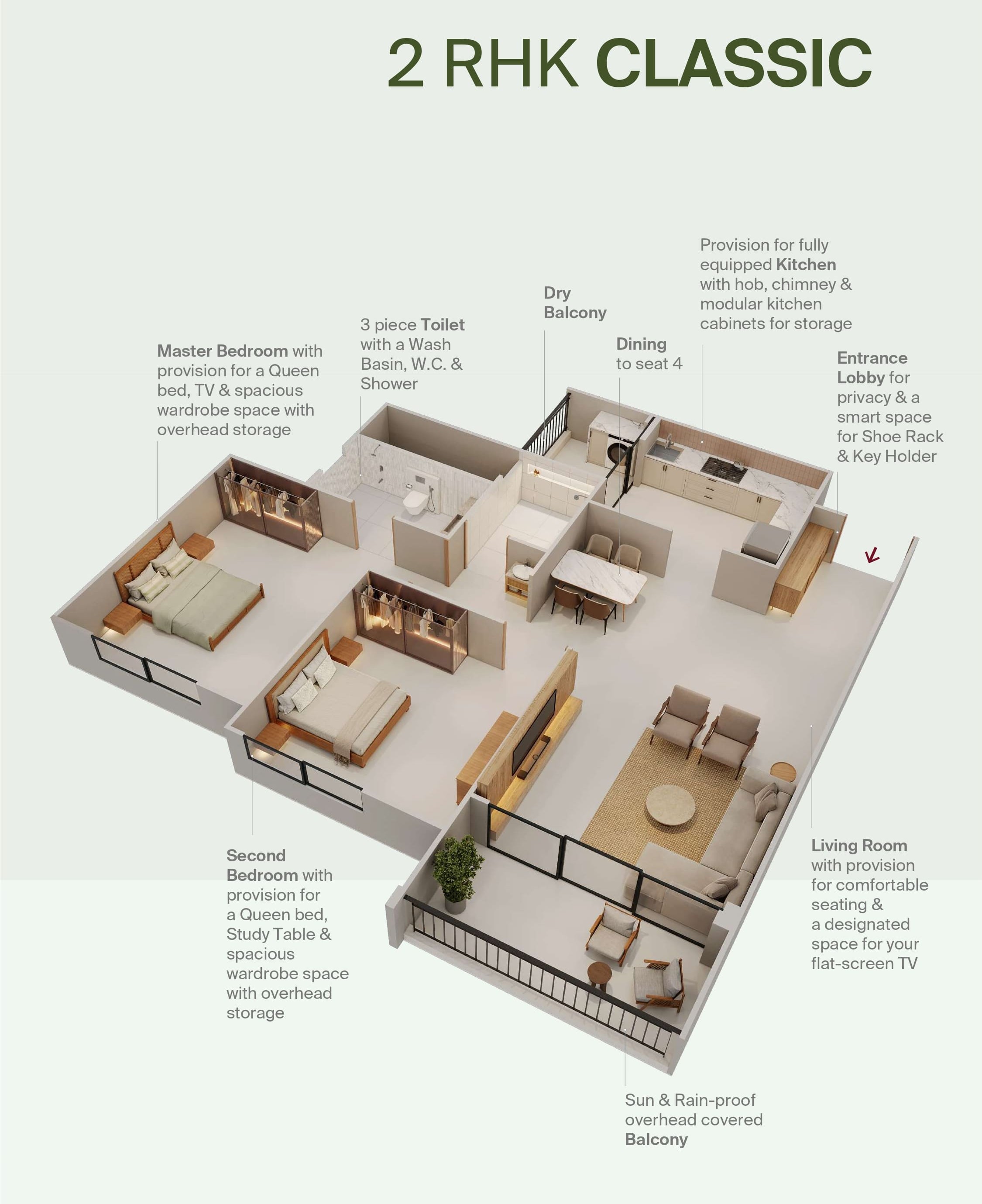 2 BHK Floor Plan